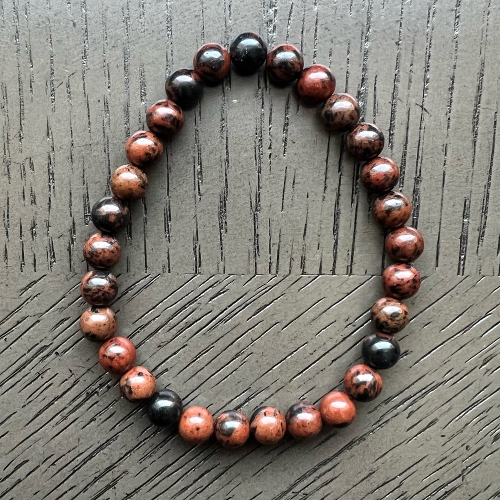 Mohagany obsidian bracelet 6mm SIZE 6.5-7’
